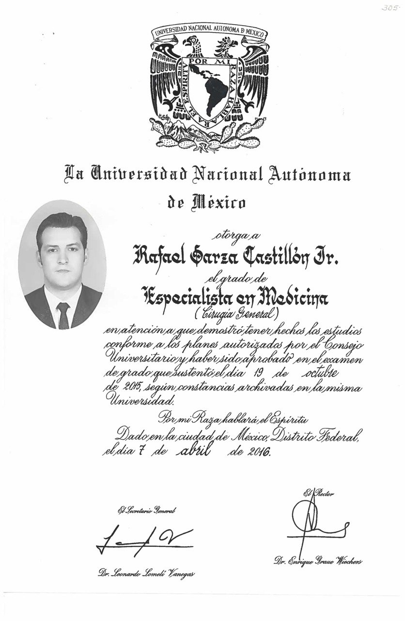 UNAM medical specialty certificate